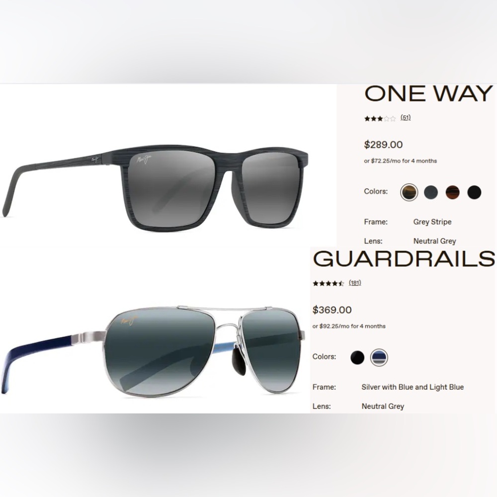 Two Maui Jim Men’s Sunglasses